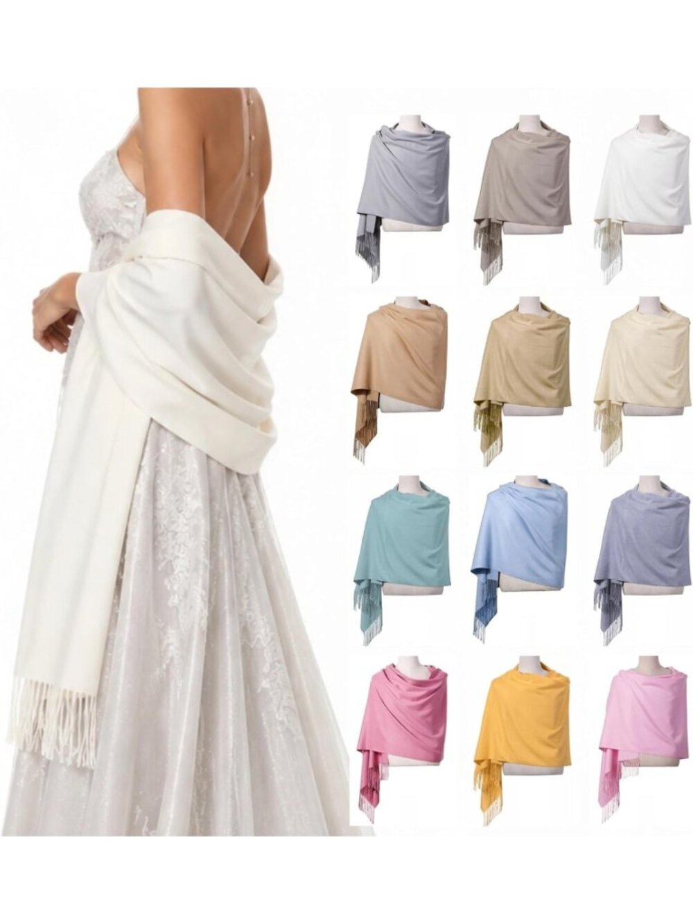 12 Pcs Wedding Shawl Wraps for Guests, Bridal & Bridesmaid Scarves, Favors